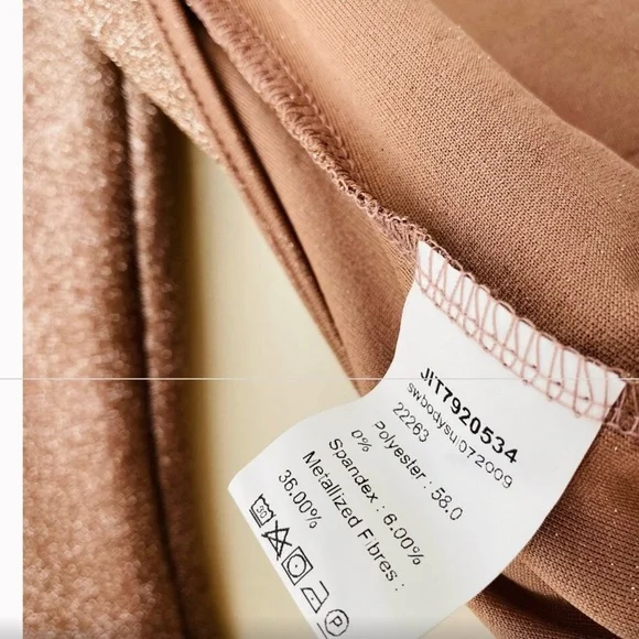 Shein METALLIC bronze STRETCH BODYSUIT open back BLOUSE SHIRT - Picture 9 of 15